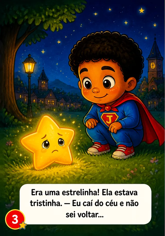 Página interna ilustrada do livro João e a Estrelinha Perdida