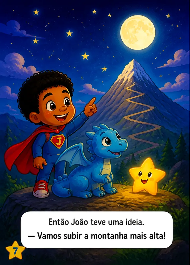 Página interna ilustrada do livro João e a Estrelinha Perdida